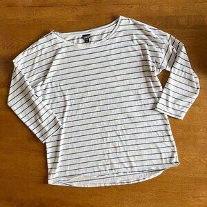 Patagonia organic white and blue stripe top M